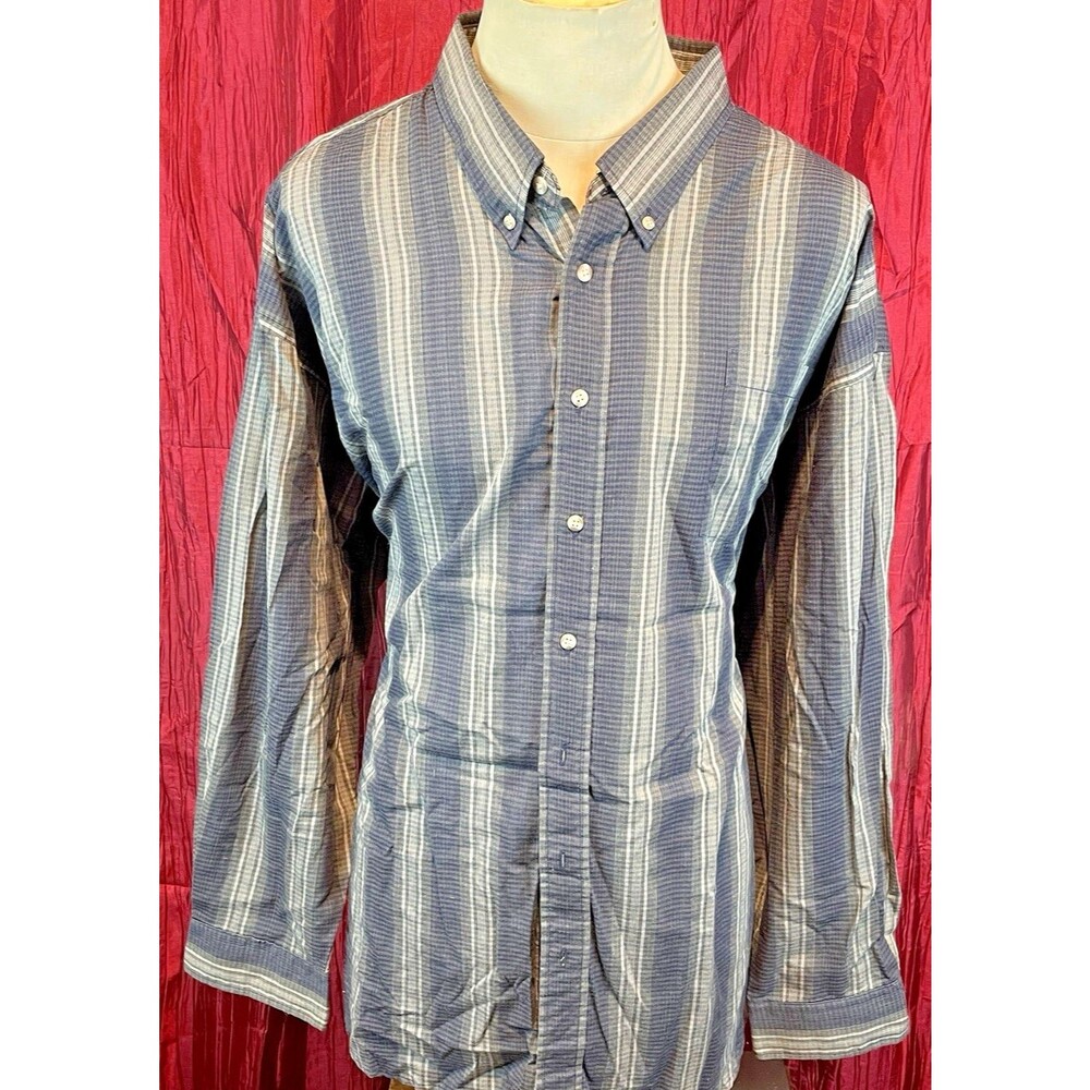 Mens Vntg Salmon River Traders Striped Cotton Blend LS Western Shirt sz 5XLT